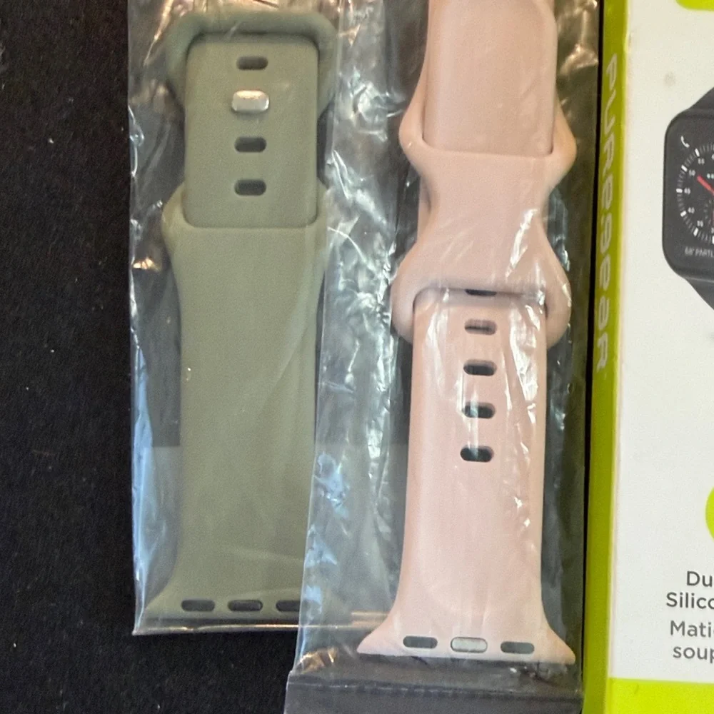 Silicone Watch Band Set for Apple Watch - Green, Pink, Black